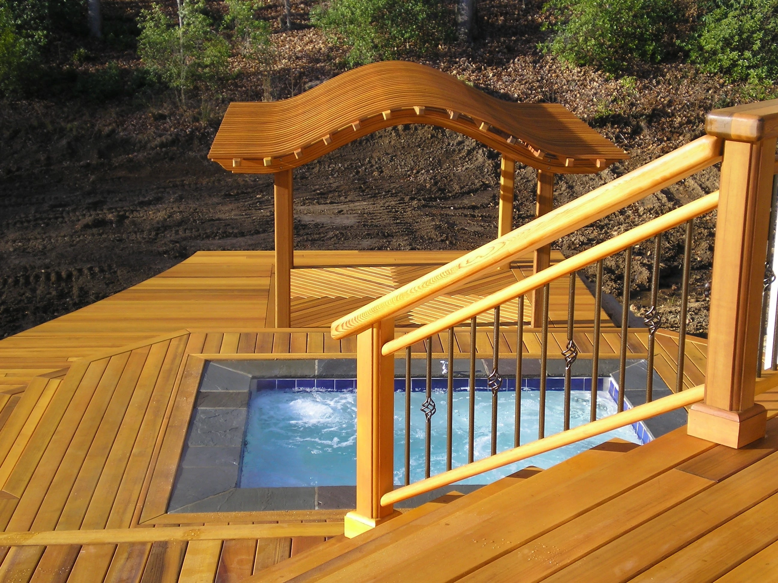 Million Dollar Deck
Clear Vertical Grain Western Red Cedar 
Designer John Breiling
Curved wood Steps