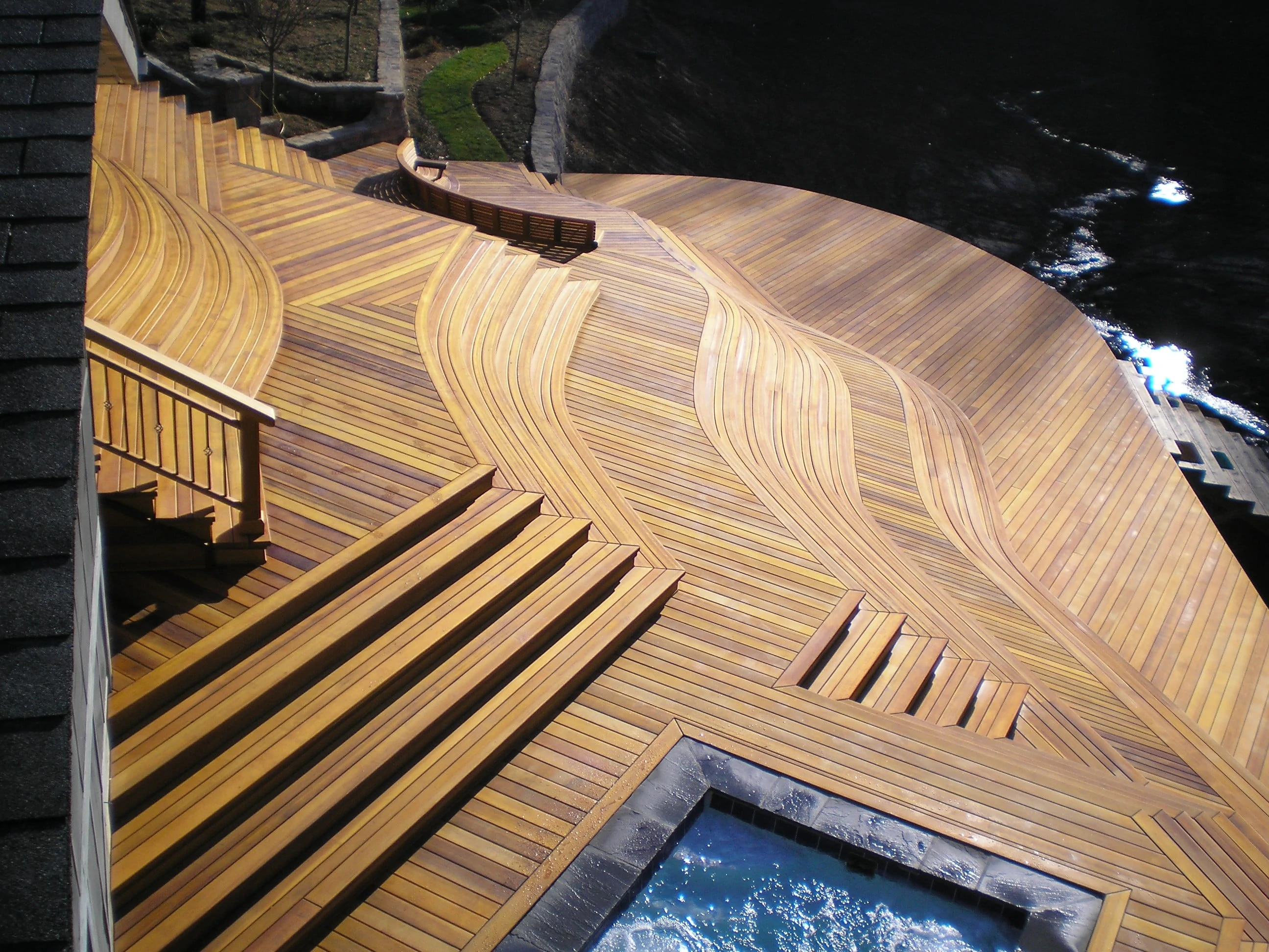 Curving cedar stairs 
Laminated Clear Western Red Cedar
John B Breiling
Oregon Builder Designer